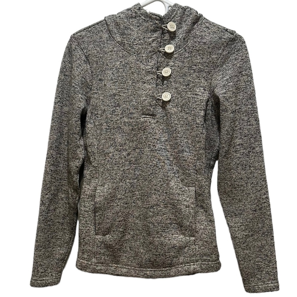 COLUMBIA Hooded Funnel Neck Fleece Pullover Sweatshirt, Size S